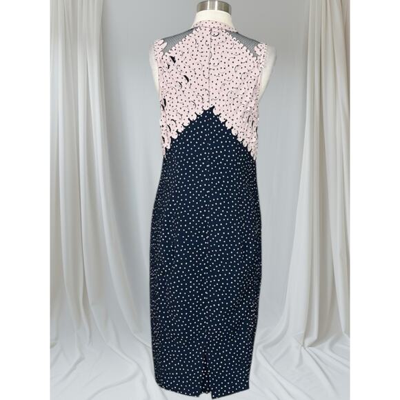Byron Lars Beguile Navy Pink Laser Cut Sheath Dress – Size 6, Elegant Lace - Picture 6 of 11
